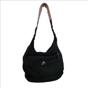 Adidas Black Nylon Shoulder Bag Pink Lining Gym Travel Tote